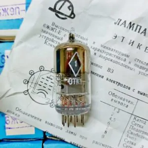 The 6J9P-E (6Zh9-E) electron tube HF pentode, equivalent to E180F, 6688. NOS