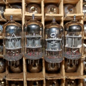 6N1P-EV Matched Quad – military-grade dual triode. Low noise preamp tubes. VOSKHOD (Rocket logo) NOS. Eq. 6DJ8, ECC88, 6922