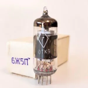 Tube 6J5P (6Ж5П) HF pentode. Wideband voltage amplifier. Equivalent: 6AH6, 6F36, 6485. NOS.